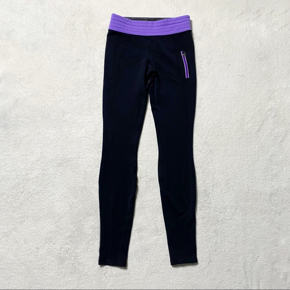 Lululemon purple waist black athletic leggings size 4